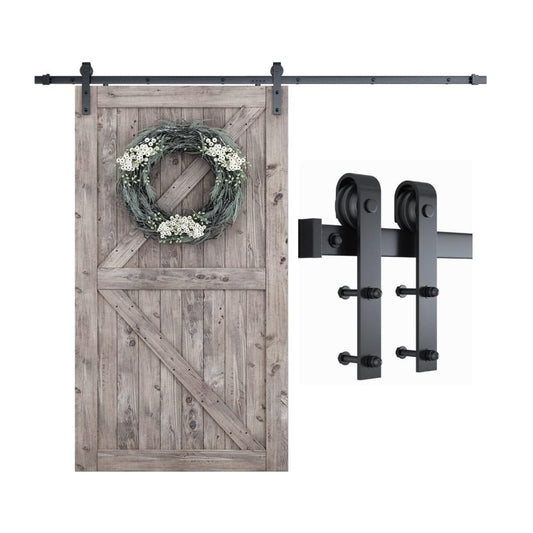 8.2 FT Sliding Barn Door Hardware Kit Heavy Duty Single Track Rail Set Black