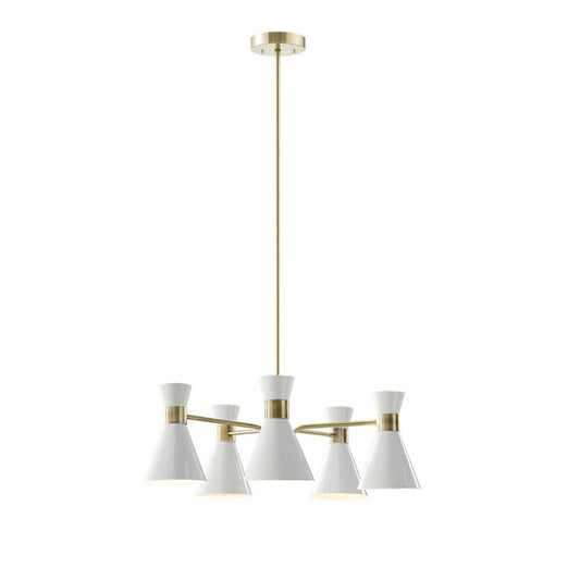 INK+IVY Ezra Chandelier with Antique Brass and White Finish II150-0118