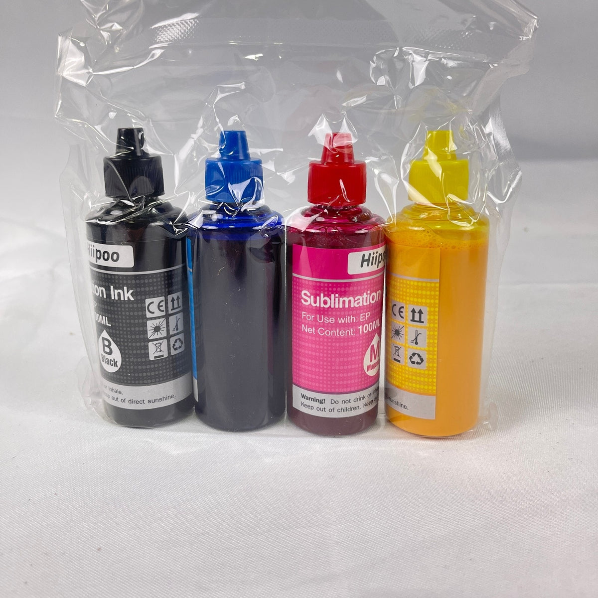Hiipoo Sublimation Ink Refill Kit 4x100ML CMYK for Epson Printers Vivid Color