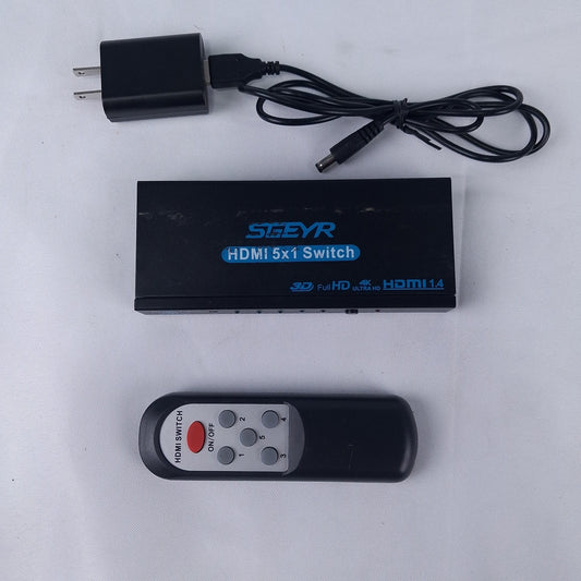 SGEYR 5x1 Switch Selector Port Box with IR Remote Control HDMI Switch