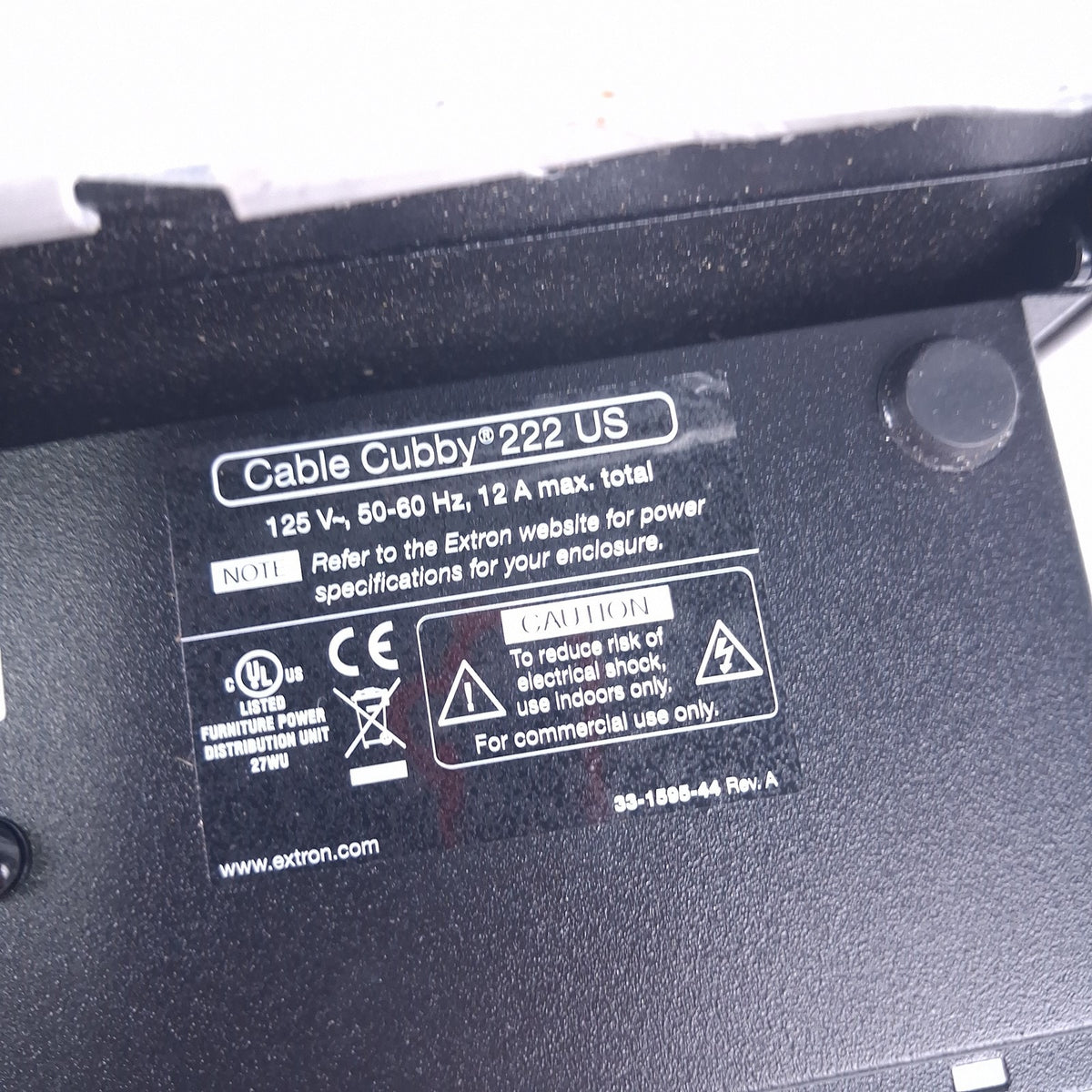 Extron Cable Cubby 222 US Furniture Power Distribution Unit 125V 12A 2 AC Outlet