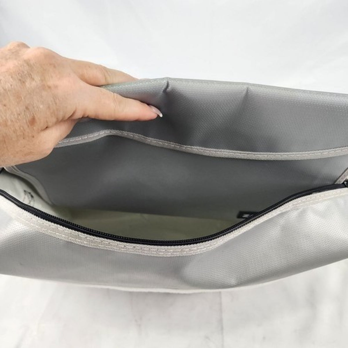 Fireproof Document Bag Set Large File Organizer & Small Money Pouch Silver