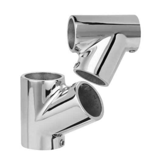 60 Degree Boat Handrail Tee Fitting 1" Tubing 2-Pack 316 Stainless Steel