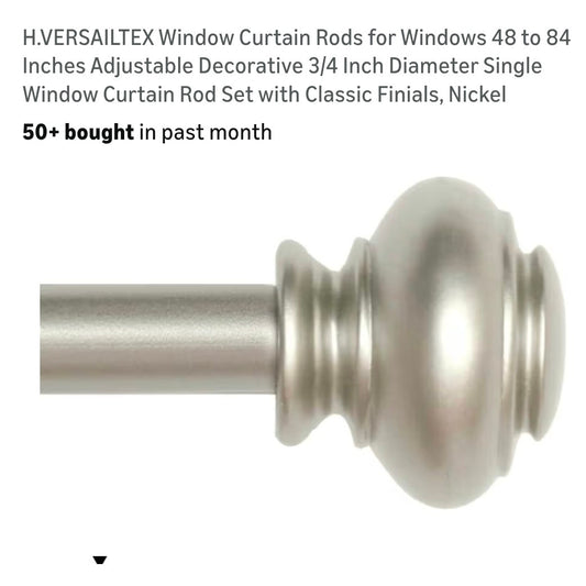 Window Curtain Rods for Windows 66-120 Inch Adjustable 3/4" Rod, Classic Finials