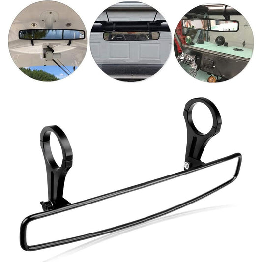 Rear View Mirror 15" Wide High-Definition Convex Design 2" Clamps for Golf Cart