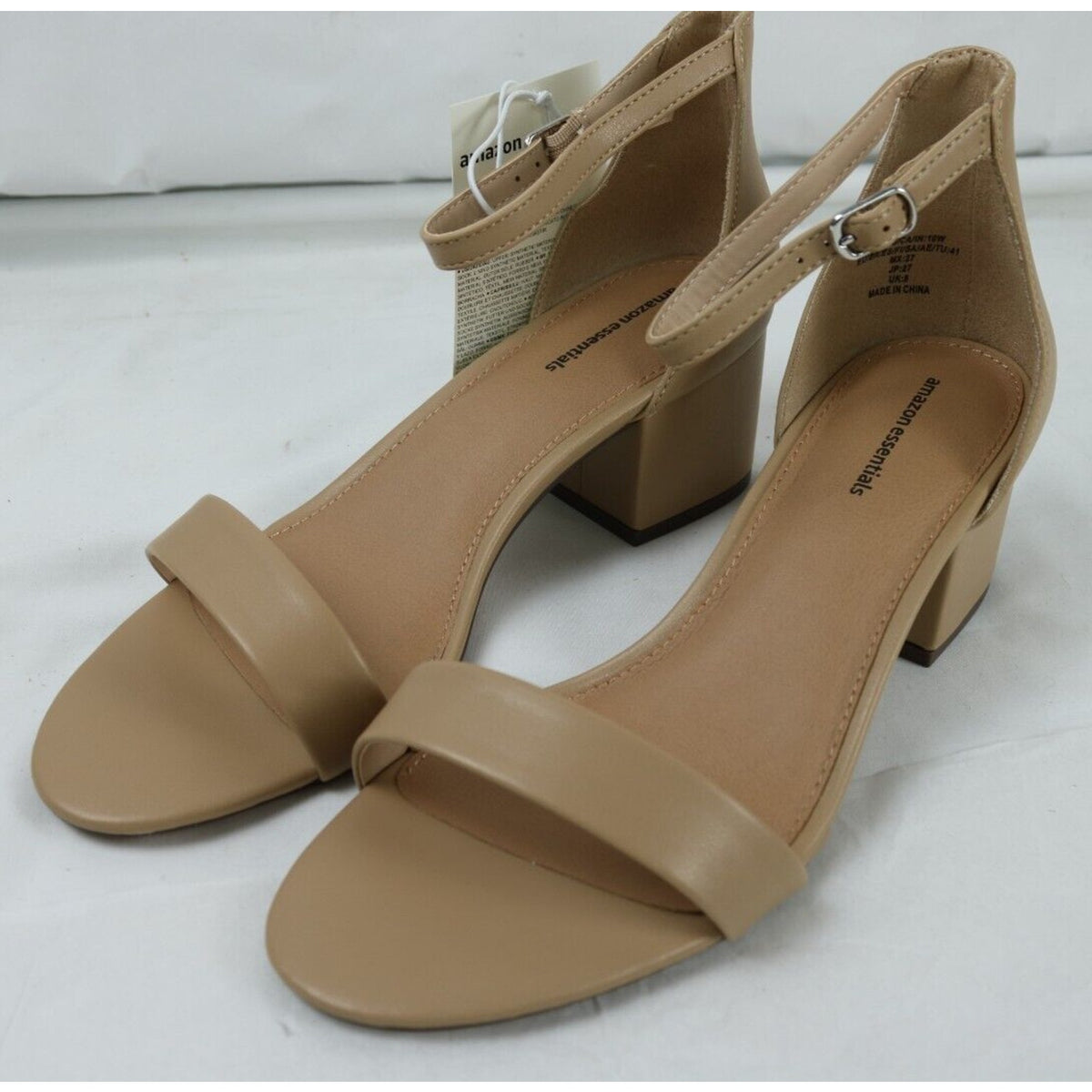 Women's Size 10W Nola One Strap Slip On Slide Heeled Sandals Beige (EU 41)