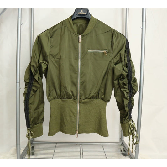 Women's Jacket, Green Jacket, Cropped Jacket, Full Zip, Size Small