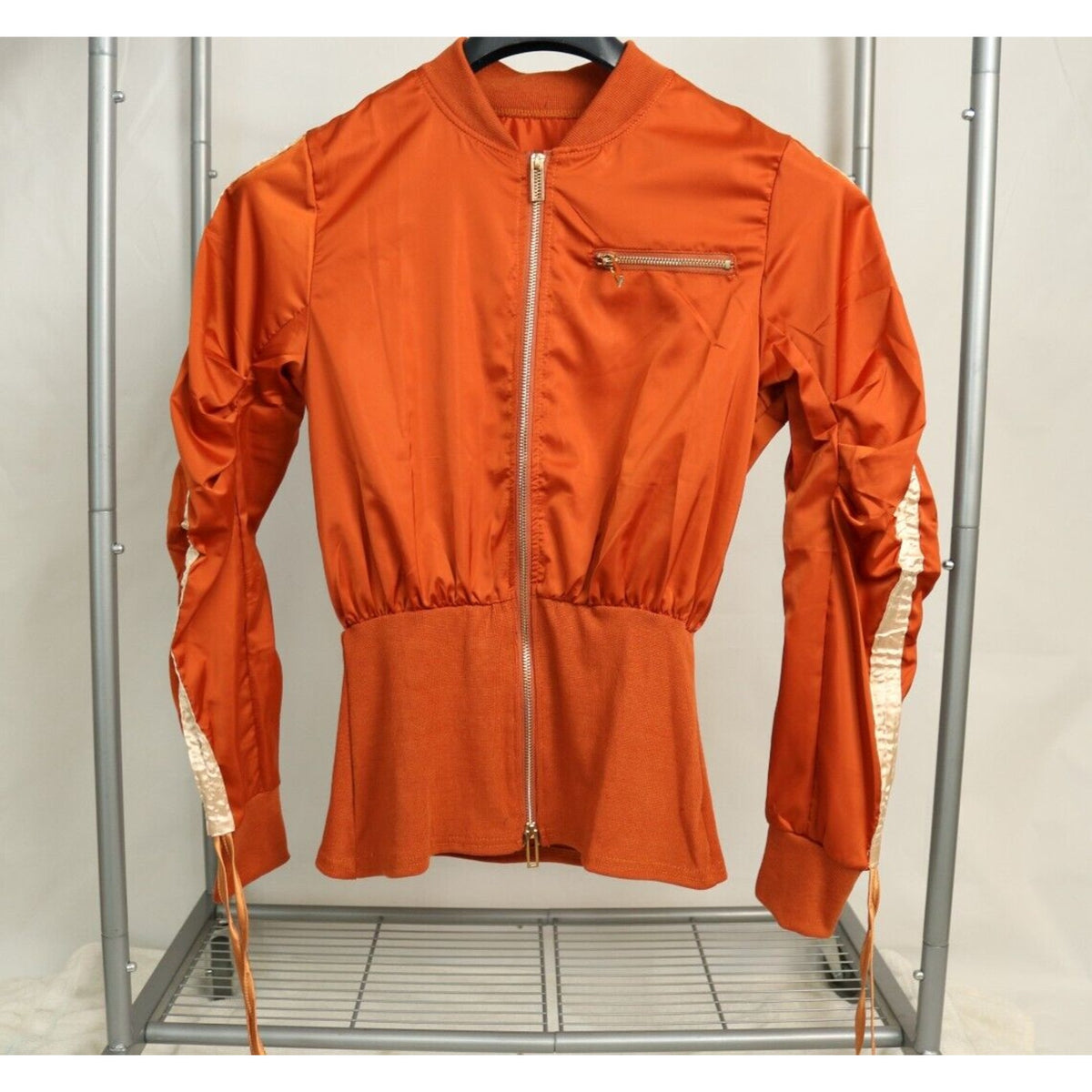 Women's Jacket, Orange Jacket, Cropped Jacket, Full Zip, Size Large