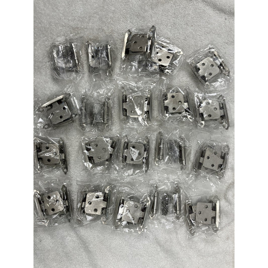 25-Pack 1/2" Overlay Cabinet Hinges Nickel Self-Closing Kitchen Door Hardware