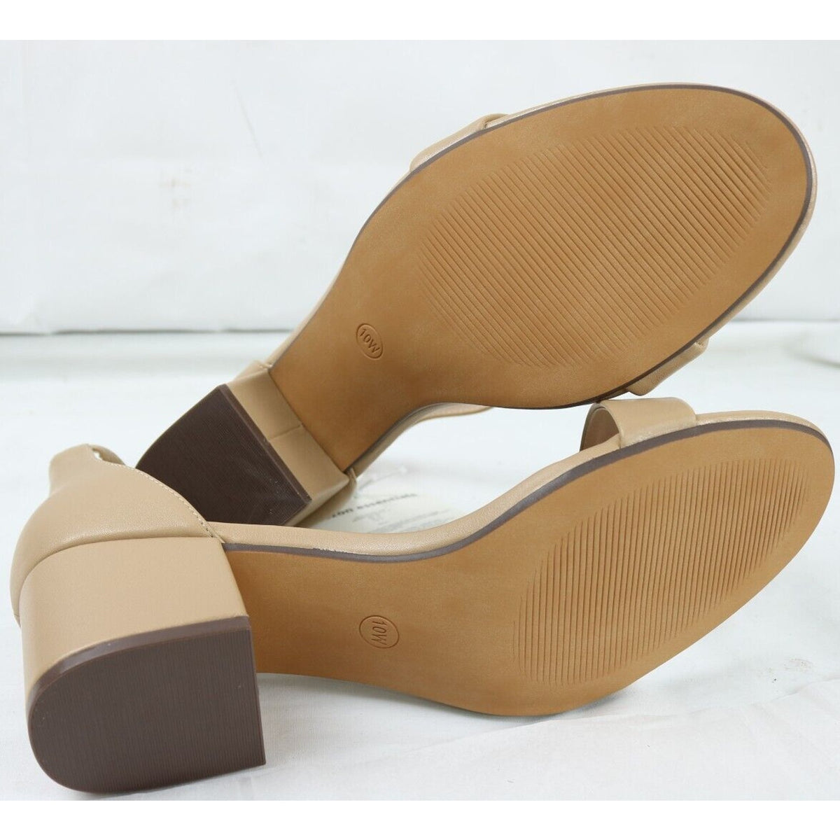 Women's Size 10W Nola One Strap Slip On Slide Heeled Sandals Beige (EU 41)