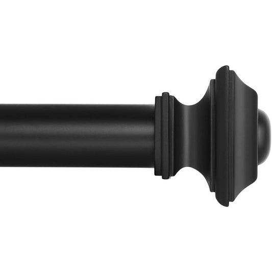 48"-86" Black Ivilon Treatment Window Curtain Rod, Square Design 1 1/8 Rod