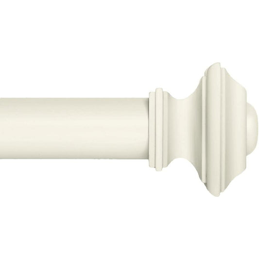 28-48" Ivory/White Ivilon Drapery Window Curtain Rod, Square Design 1 1/8 Rod