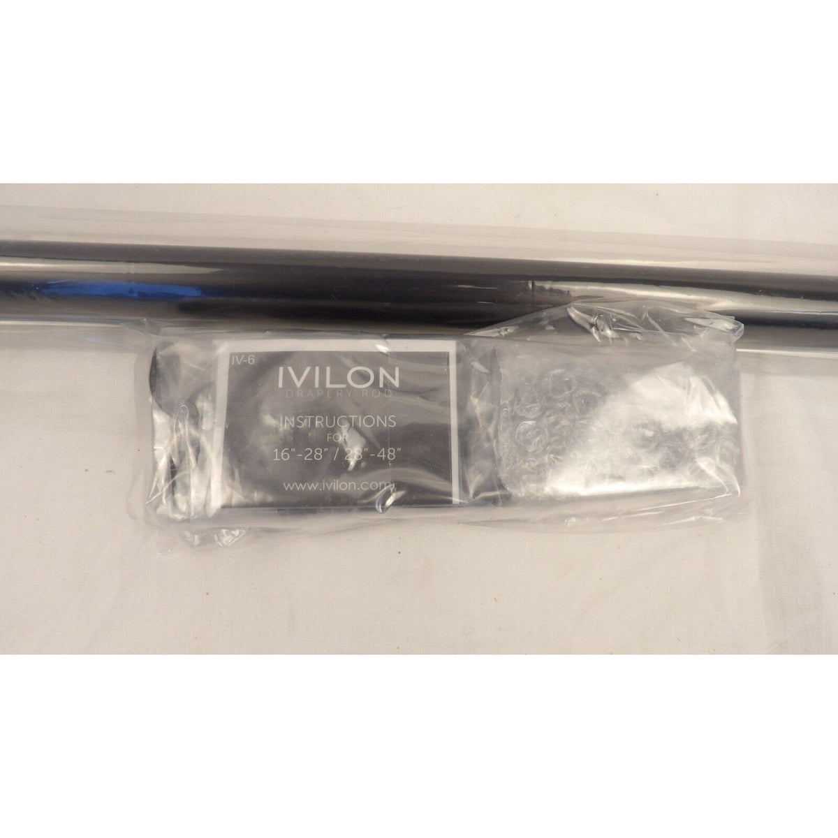28"-48" Window Curtain Rod Adjustable, 1" End Cap Style, Black Drapery Rod