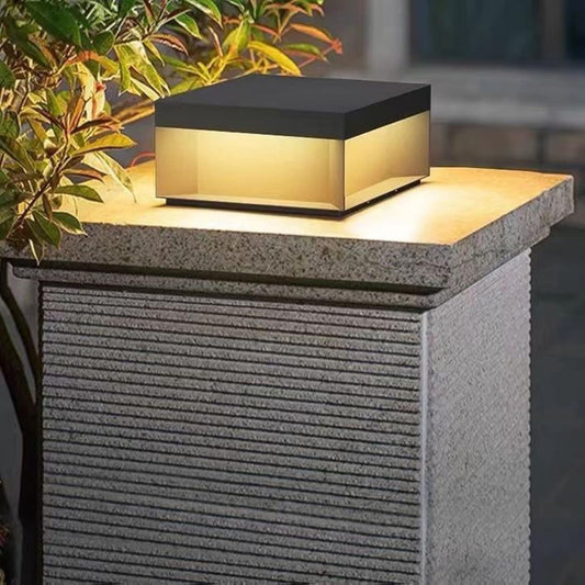 (One) Outdoor Post Light, Stainless Steel 120V Powered Fence Post Cap Light