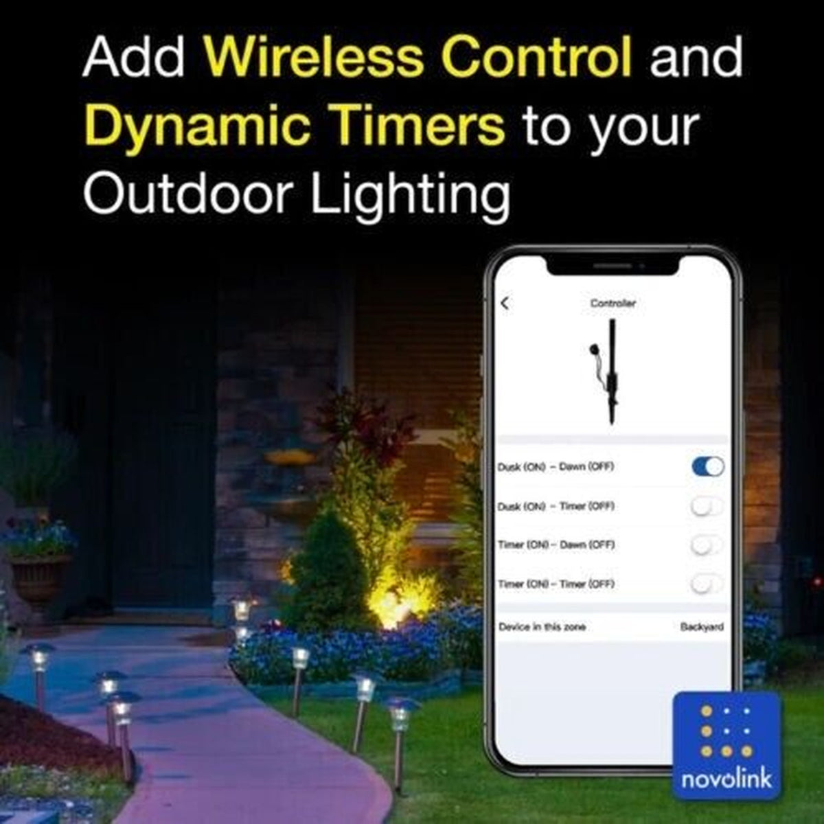 Novolink Lightscape Smart Wireless Controller Motion Sensor Spotlight Kit Black