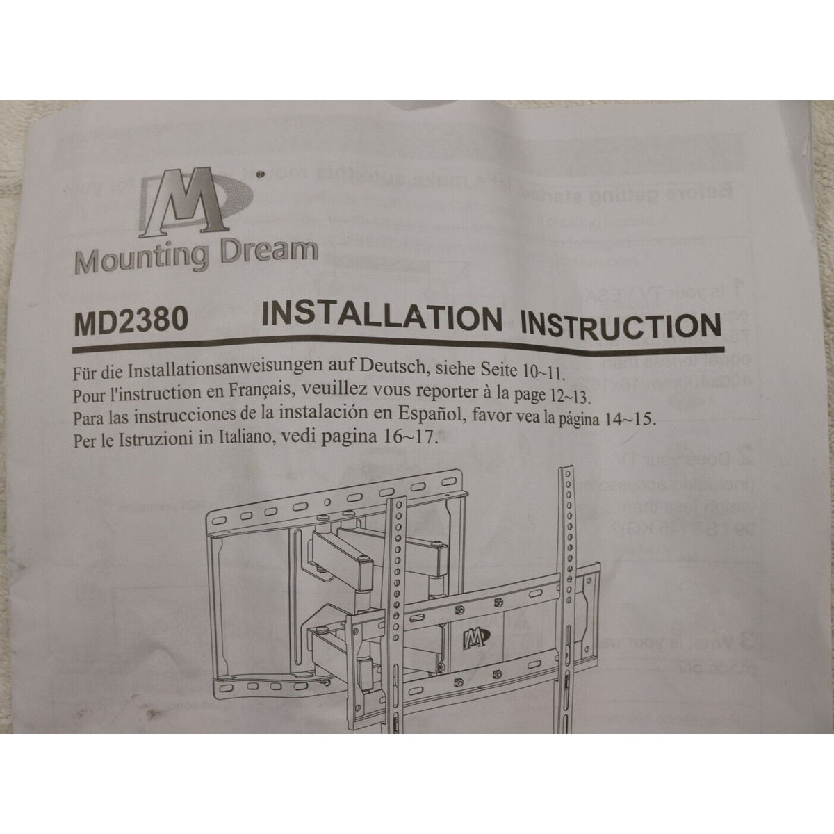 Mounting Dream UL Listed TV Wall Mount w/ Swivel & Tilt 32-65-Inch, MD2380